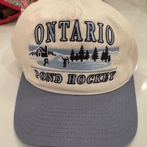 Ontario Pond Hockey Embroidered Cap - Beige and Blue